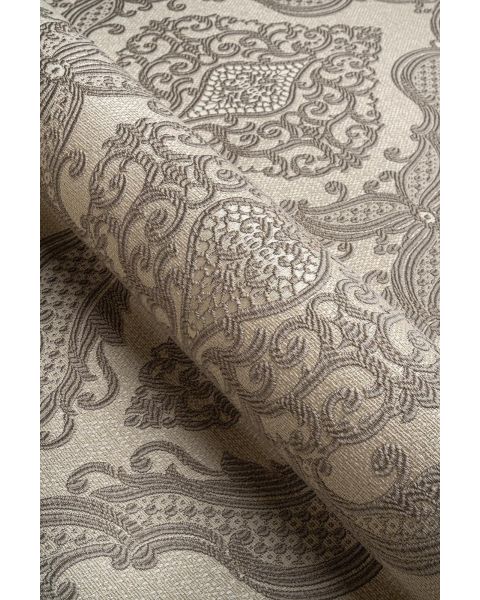 Warwick Cream-Grey Damask Fabric