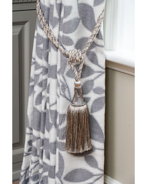 Hampton Grey Leaf + Limoges Steel Grey Hand-Tied Fringe