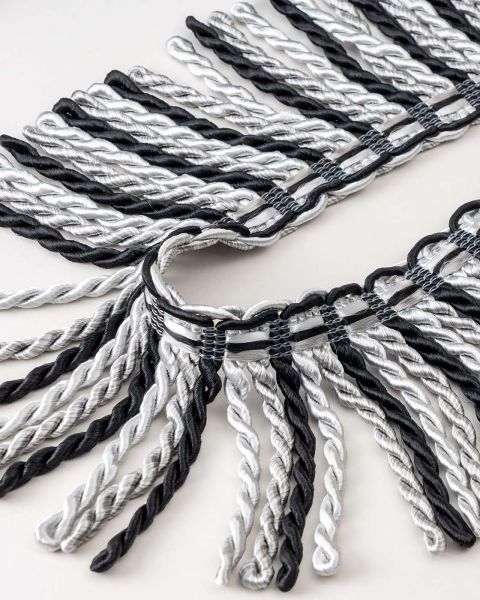 Silver And Black Bullion Fringe